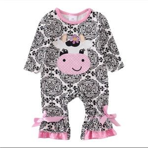 Cow Ruffle Romper